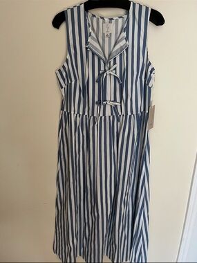 Joie Blue and White Striped Tie-Front Sundress